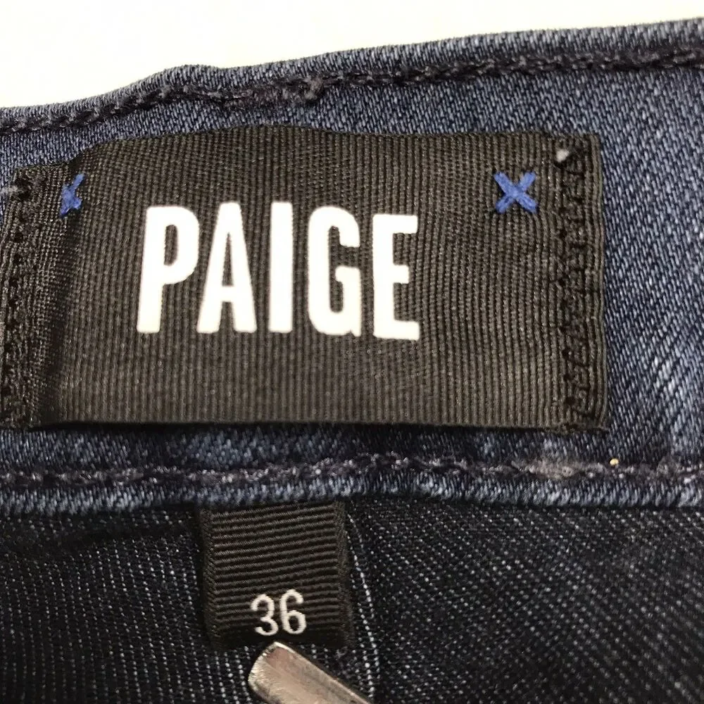 PAIGE Federal Jeans Men 36 (38x33 fit) Dark Whisker Wash Stretch Denim